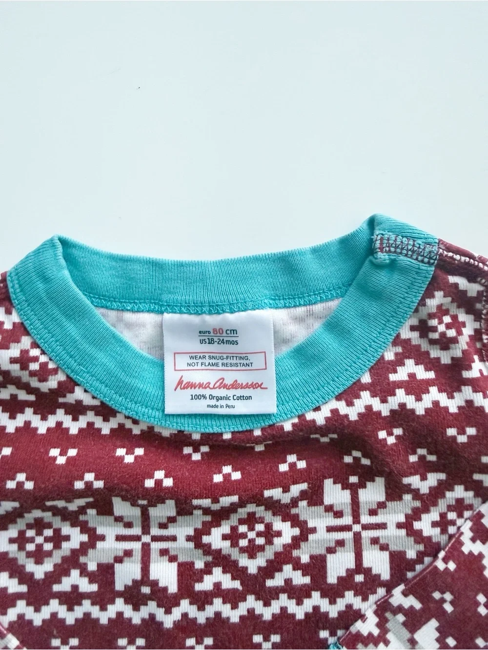 Hanna Andersson Red and White Fair Isle Holiday Pajamas size 18-24M